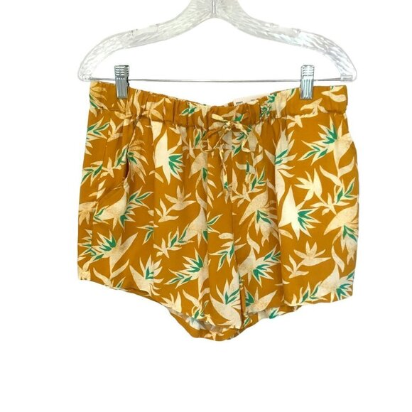 SO NWT High Rise Shorts Draw Tie Elastic Waist Rayon Tropical  Gold Size Large - Picture 2 of 7